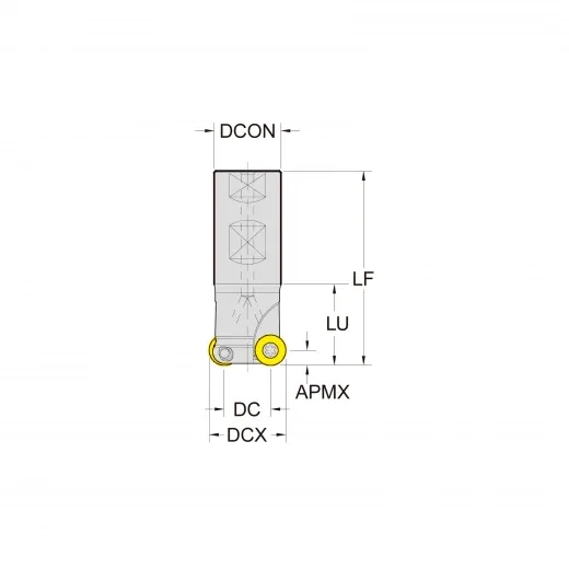 Корпус фрезы со сменными пластинами NC-RP08T2M-D20-W20-L150-Z02-H